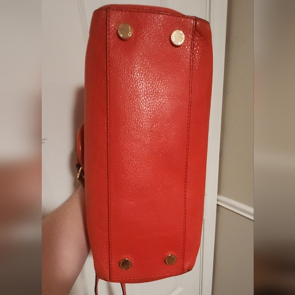 Michael Kors Pebbled Leather Convertible Crossbody Bag Orange Red 11.5" X 8.5" - Picture 9 of 15